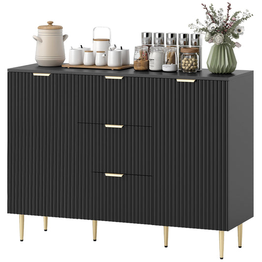Sideboard Buffet Cabinet with 3 Drawers - Black