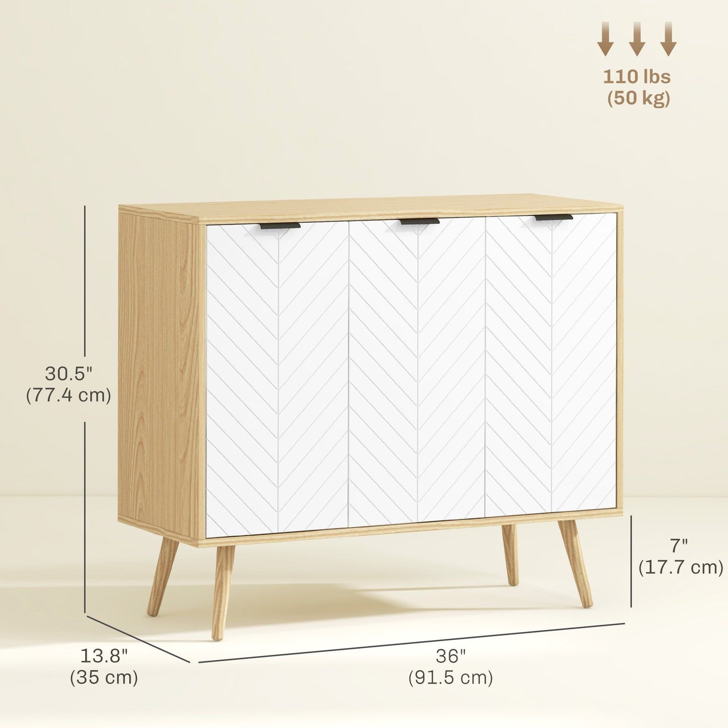 Sideboard Buffet Cabinet with Adjustable Shelves - Natural