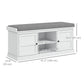 Shoe Storage Bench with Cushioned Seat & 2 Cabinets - White