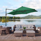 8.5FT Offset Patio Umbrella with 360° Rotation, Outdoor Cantilever Roma Parasol Hanging Sun Shade Canopy Shelter with Cross Base, Green