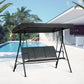3-Seater Swing Chair Covered Garden Hammock A-Frame Outdoor Porch Glider Sling Seat with Adjustable Canopy Cover, Black