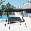 3-Seater Swing Chair Covered Garden Hammock A-Frame Outdoor Porch Glider Sling Seat with Adjustable Canopy Cover, Black