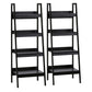 Set of 2 4-Tier Ladder Bookcases - Black