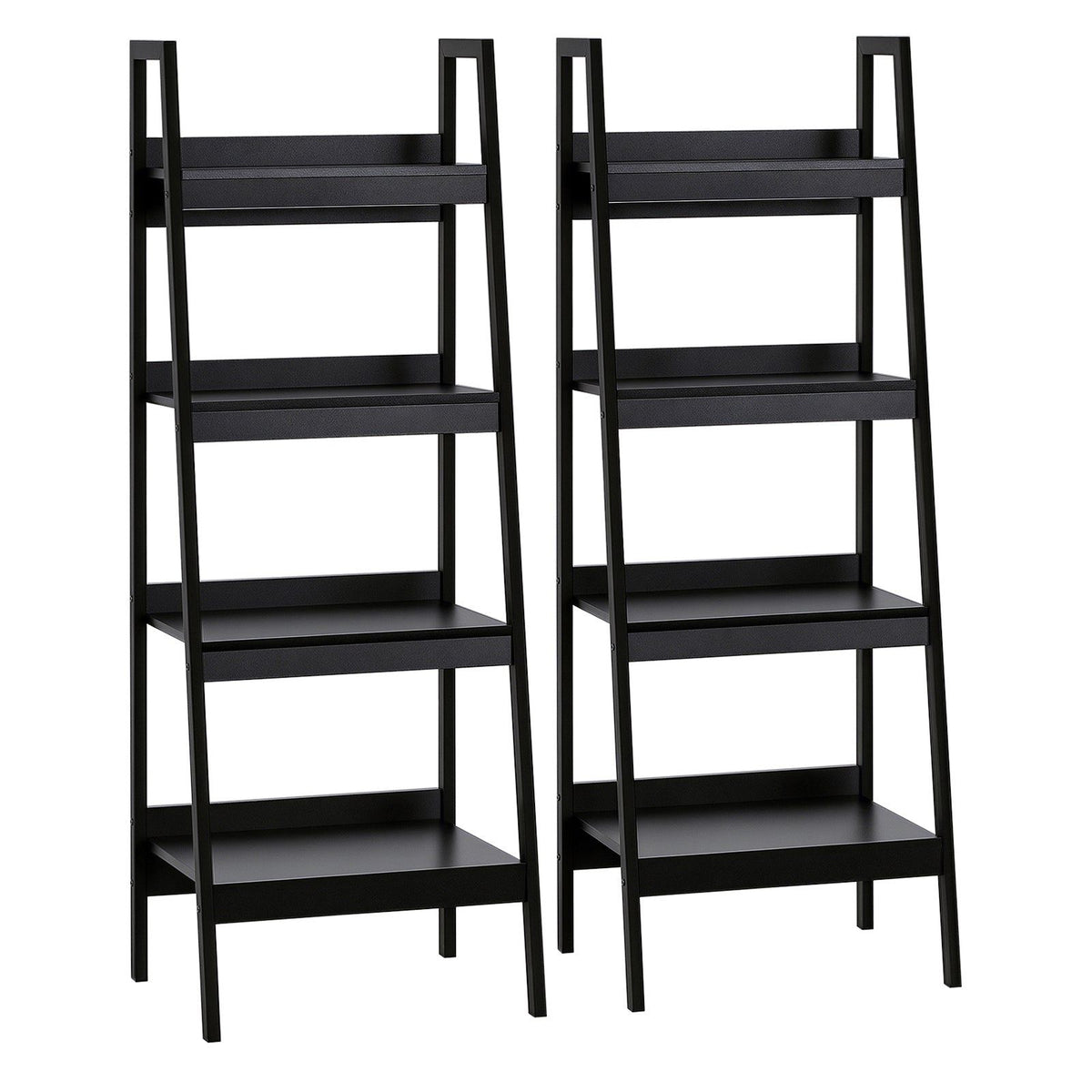 Set of 2 4-Tier Ladder Bookcases - Black
