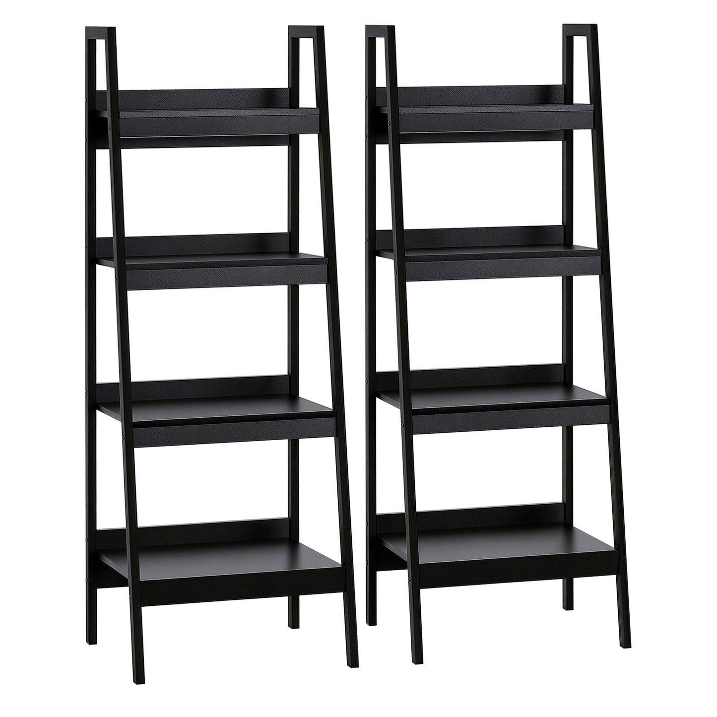 Set of 2 4-Tier Ladder Bookcases - Black