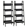 Set of 2 4-Tier Ladder Bookcases - Black