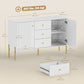 Buffet Cabinet, Modern Sideboard with 3 Soft-Close Drawers and 2 Adjustable Shelves for Living Room, Kitchen, White