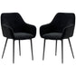 Velvet Dining Chairs Set of 2 with Armrests - Black