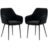 Velvet Dining Chairs Set of 2 with Armrests - Black