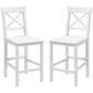 Counter Height Stools Set of 2, Farmhouse Bar Stools with Backs, Solid Wood Counter Stools for Kitchen Island White