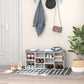 Upholstered Shoe Storage Bench with Adjustable Shelves - White