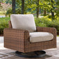 Dolan Creek - Swivel Lounge With Cushion - Gray / Brown