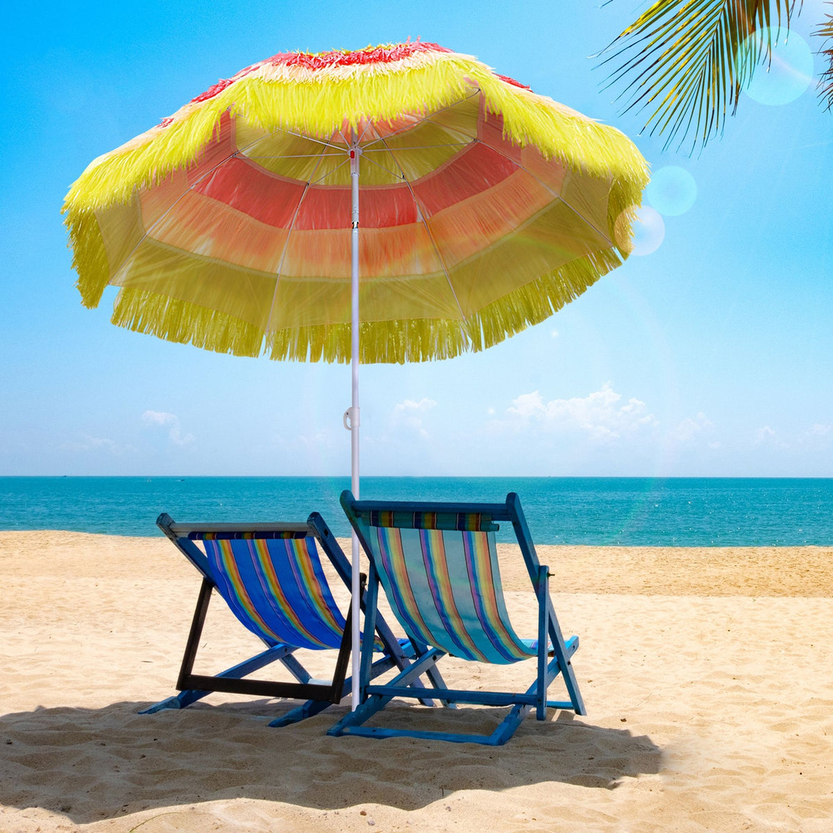 6FT Beach Umbrella Tilt Sunshade Height Adjustable Outdoor Market Patio Yard Crank Deck Sun Shade, Multi-color