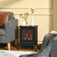 Free Stand Electric Fireplace Stove Heater with Adjustable LED Flame Effect and Front Door, 750W/1500W, Black