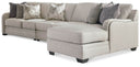3 Pc. Right Arm Fasing Corner Chaise And Armless Loveseat Sectional