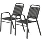 Stackable Outdoor Dining Chairs Set of 2, for Patio, Balcony, Deck, Garden, Black
