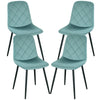 Upholstered Dining Chairs Set of 4 with Steel Legs - Green