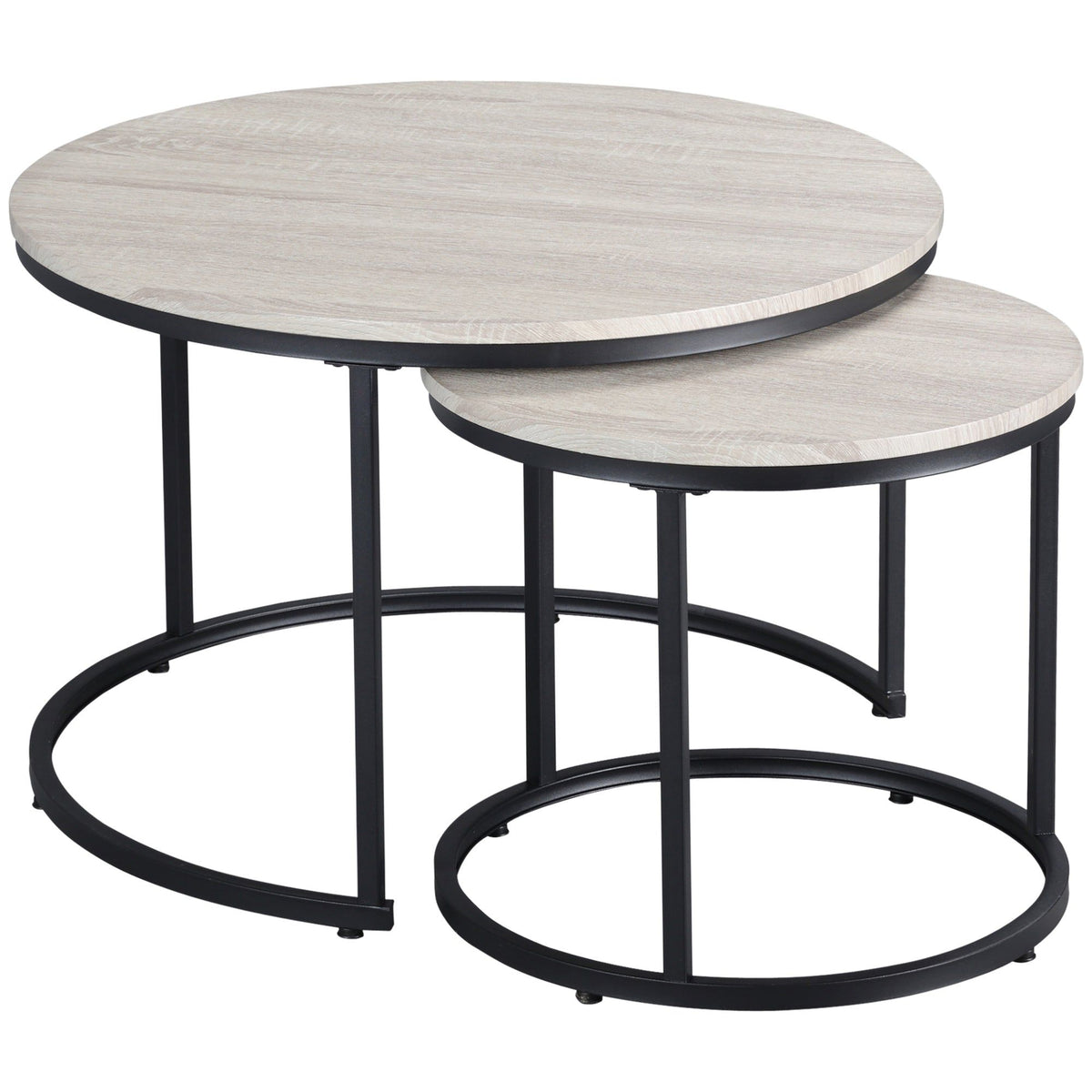 Round Nesting Coffee Tables Set of 2 - Grey Wood Grain