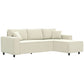 Corner Sofa with Changeable Chaise, Corduroy L-Shaped Sectional Sofa with Pocket Spring, 2 Pillows, Cream White