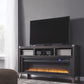 Todoe - Gray - 2 Pc. - 65" TV Stand with Wide Fireplace Insert