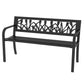 49" Metal Outdoor Bench Patio Bench with Curved Arms and Slatted Seat for Patio, Backyard, Lawn