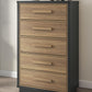 Kozmour - Five Drawer Chest - Black / Brown