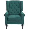 Button-Tufted Fabric Accent Chair with Wood Legs - Dark Green