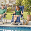 Reclining Zero Gravity Chair with Adjustable Backrest, Folding Garden Sun Lounger, Outdoor Recliner with Removable Cushion and Headrest, Dark Blue