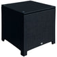 Rattan Side Table Wicker Coffee Table with Glass Top Outdoor Patio Furniture For Patio Poolside Garden Lawn, Black