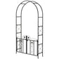 7.4 ft Garden Arch, Outdoor Trellis Arbor with Gate for Climbing Plants, Wedding Arch, Black