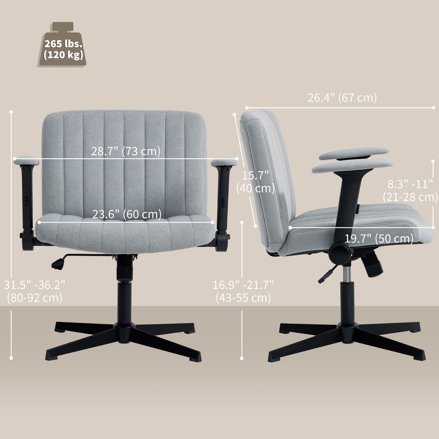 Criss Cross Office Chair with Flip-Up Armrests - Grey