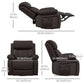 PU Leather Swivel Massage Recliner with Remote - Brown