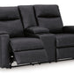 Axtellton - Carbon - Dbl Power Reclining Loveseat With Console - Faux Leather