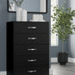 Finch - Black - Five Drawer Chest - 46" Height