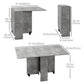 Extendable Dining Table, Collapsible Folding Table w/ 2-tier Shelves and Rolling Casters, Grey