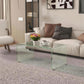 Glass Coffee Table, Clear Coffee Table for Living Room, Modern Rectangle Center Table with Safe Rounded Edges