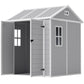 6' x 6' Resin Outdoor Storage Shed with Floor, Window, Lockable Doors and Vents for Backyard Patio Lawn, Grey