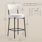 Set of 2 Upholstered Bar Stools with Backrest - Cream White