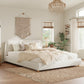 Modern Minimalist Upholstered Bed with Soft Padded Headboard, Platform Bed with Rubberwood Legs, 88'' L x 65.5'' W x 33.5'' H, White