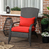 Patio Wicker Adirondack Chair, Outdoor Rattan Muskoka Chair with Cushions for Patio, Garden, Backyard, Red