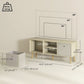 Modern TV Stand Cabinet with Foldable Drawers and Shelves for Living Room, Bedroom, Natural