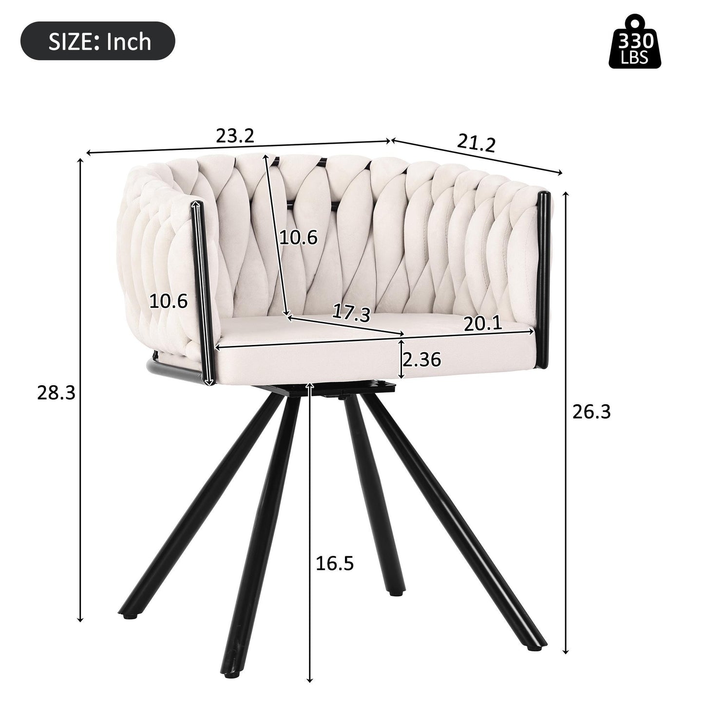 Set of 6 Velvet Dining Chairs with 4 Metal Support Legs, Swivel Upholstered Chairs with Ergonomic Support, 23'' L x 21'' W x 28.5'' H, Beige