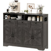 Sideboard Buffet Cabinet with 4 Doors and 3 Drawers - Dark Brown