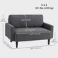 Loveseat Sofa, Linen 2 Seater Sofa Couch with Thick Padded Seat & Backrest for Living Room, Home Office, Dark Grey