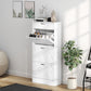 3 Flip Drawer Shoe Cabinet, Marble-Effect Narrow Shoe Storage Cabinet with Top Drawer and Adjustable Shelves, White