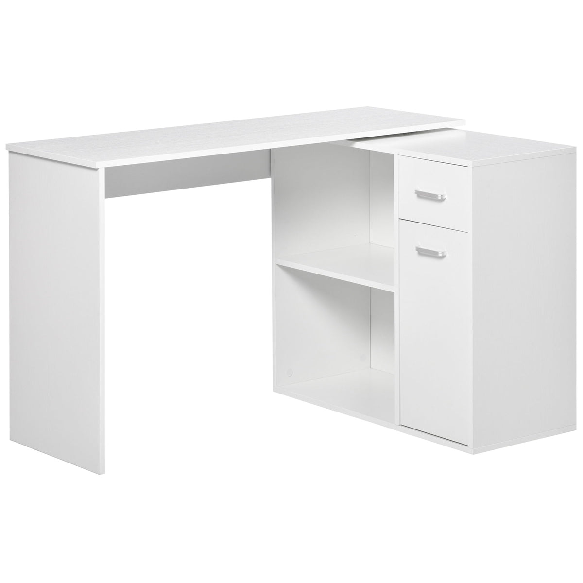 180° Rotating Home Office Corner Desk Storage Shelf Cabinet White