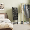 Free Standing Armoire Organizer, Lighted Mirrored Jewelry Cabinet w/ Angle Adjustable & 16 LED Lights Black