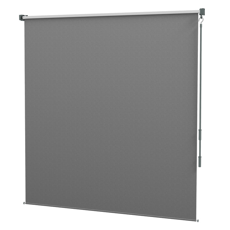 Light Grey Cordless Patio Door Blinds, Roll-Up Roller Shade