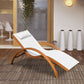 Outdoor Wood Sling Chaise Lounge Reclining Garden Mesh Lounger Patio Chair with Headrest Cream