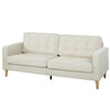 3-Seater Button-Tufted Sofa with Wood Legs - Cream White